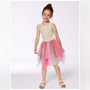 NEW DEUX PAR DEUX Sz 3 Girls Multicolor Floral Flowers Party Dress Sleeveless